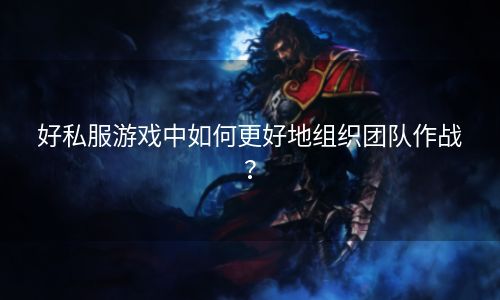 好私服游戏中如何更好地组织团队作战？