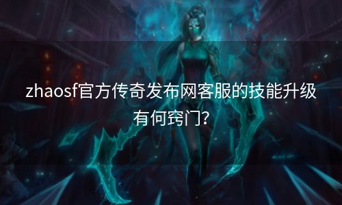 zhaosf官方传奇发布网客服的技能升级有何窍门？