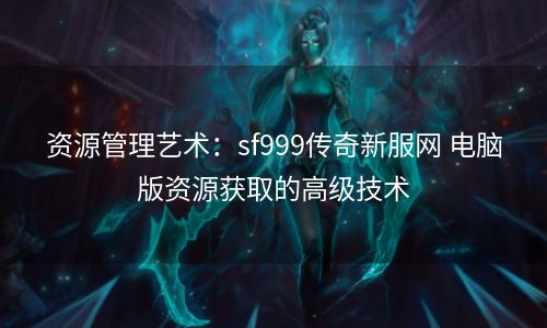 资源管理艺术：sf999传奇新服网 电脑版资源获取的高级技术