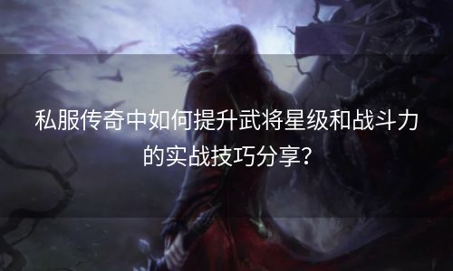 私服传奇中如何提升武将星级和战斗力的实战技巧分享？