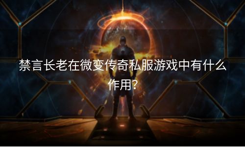 禁言长老在微变传奇私服游戏中有什么作用？