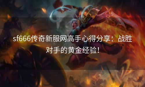 sf666传奇新服网高手心得分享：战胜对手的黄金经验！